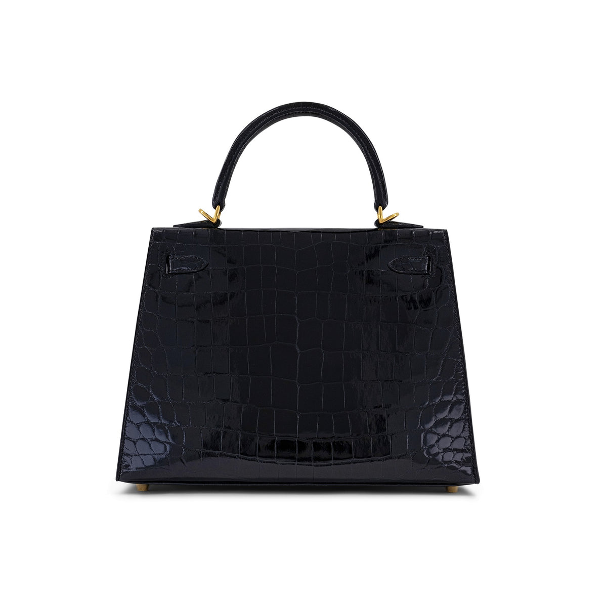 Black Shiny Crocodile Kelly 25cm GHW